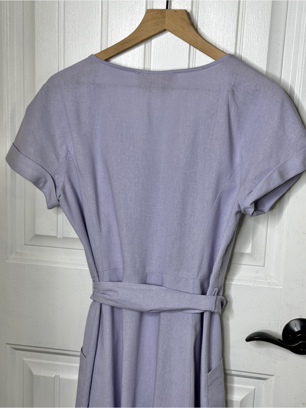 Gal Meets Glam Vanessa Lavender Linen Blend Button Front Midi Dress Size 12 - Picture 12 of 13